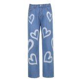 Vintage Heart Graphic Graffiti Jeans